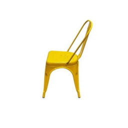 1Pc Yellow Metal Dining Chairs, Yellow Tolix Chairs, Yellow Stacking Cafe Chair - thumbnail 2