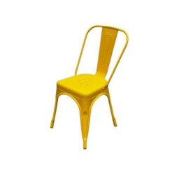 1Pc Yellow Metal Dining Chairs, Yellow Tolix Chairs, Yellow Stacking Cafe Chair - thumbnail 1