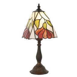 Tiffany Glass Floral Design Table Lamp - Dark Bronze Effect - Dimmable Led Lamp - thumbnail 5