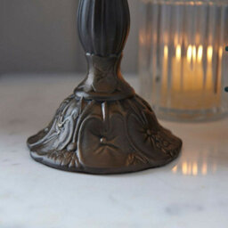 Tiffany Glass Floral Design Table Lamp - Dark Bronze Effect - Dimmable Led Lamp - thumbnail 3