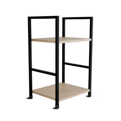 Belofay Small Side Table With Modern Oak Top And Black Steel Frame, Compact Design For Living Room, Guest Room(29 X 23 X 48Cm) - image 1