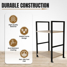 Belofay Small Side Table With Modern Oak Top And Black Steel Frame, Compact Design For Living Room, Guest Room(29 X 23 X 48Cm) - thumbnail 2