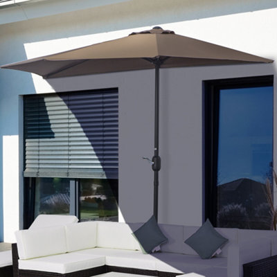 Outsunny 2.7M Metal Frame Garden Furniture Parasol Half Round Umbrella - image 1