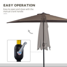 Outsunny 2.7M Metal Frame Garden Furniture Parasol Half Round Umbrella - thumbnail 4