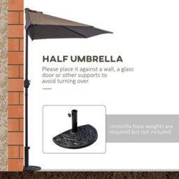 Outsunny 2.7M Metal Frame Garden Furniture Parasol Half Round Umbrella - thumbnail 5
