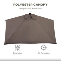 Outsunny 2.7M Metal Frame Garden Furniture Parasol Half Round Umbrella - thumbnail 6