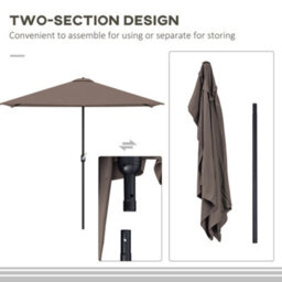 Outsunny 2.7M Metal Frame Garden Furniture Parasol Half Round Umbrella - thumbnail 7