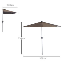Outsunny 2.7M Metal Frame Garden Furniture Parasol Half Round Umbrella - thumbnail 3