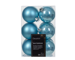 Decoris 72 Sugar Blue Baubles Shatterproof Christmas Tree Hanging Decorations 6Cm - thumbnail 2