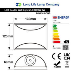 Long Life Lamps Company Modern Led Outdoor Wall Light Stainless Steel Cool White Zlc327Cw - thumbnail 2