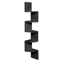 Living And Home 5-Tier Black Zigzag Radial Floating Wooden Corner Wall Shelf Display Storage Wall Unit - thumbnail 4