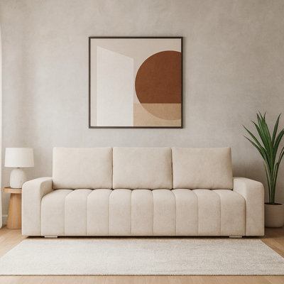 Abrielle Modern Sofa Bed With Guest Pull Out Storage Beige - image 1