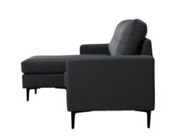 Mattress Guru Elm Corner Sofa With Matching Footstool, 3 Seater Sofa In Air Leather Black - thumbnail 5