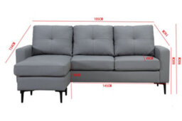 Mattress Guru Elm Corner Sofa With Matching Footstool, 3 Seater Sofa In Air Leather Black - thumbnail 3