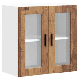 Berkfield Kitchen Wall Cabinet With Glass Door Porto Old Wood - thumbnail 2