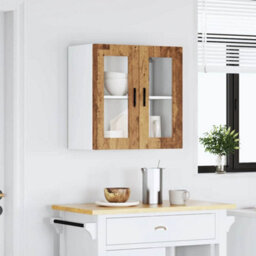 Berkfield Kitchen Wall Cabinet With Glass Door Porto Old Wood - thumbnail 4
