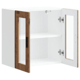 Berkfield Kitchen Wall Cabinet With Glass Door Porto Old Wood - thumbnail 6
