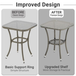 Evre Copenhagen Grey Outdoor Rattan Garden Bistro Set 2 Seater Wicker Table & Chairs Furniture With Cushions Glass Coffee Table - thumbnail 9