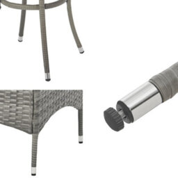 Evre Copenhagen Grey Outdoor Rattan Garden Bistro Set 2 Seater Wicker Table & Chairs Furniture With Cushions Glass Coffee Table - thumbnail 7
