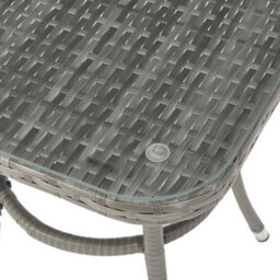 Evre Copenhagen Grey Outdoor Rattan Garden Bistro Set 2 Seater Wicker Table & Chairs Furniture With Cushions Glass Coffee Table - thumbnail 6