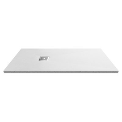 Hudson Reed Rectangular Slimline Shower Tray With Slate Textured Finish, White Slate, 1400 X 800 mm - image 1
