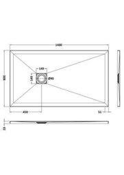 Hudson Reed Rectangular Slimline Shower Tray With Slate Textured Finish, White Slate, 1400 X 800 mm - thumbnail 4