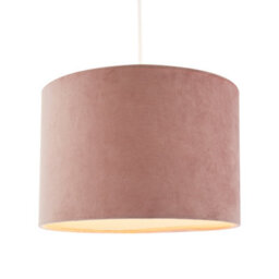 Happy Homewares Soft Velvet Blush Pink Fabric Round Lamp Shade For Table Or Pendant - thumbnail 2