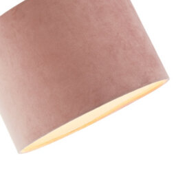 Happy Homewares Soft Velvet Blush Pink Fabric Round Lamp Shade For Table Or Pendant - thumbnail 3