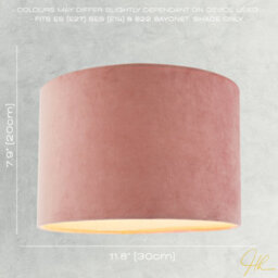 Happy Homewares Soft Velvet Blush Pink Fabric Round Lamp Shade For Table Or Pendant - thumbnail 6