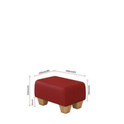 Poppy Red Natural Wood Chunky Legs Faux Leather Small Footstool  Handmade Uk By Footstools Direct - thumbnail 2