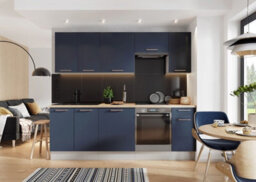Impact Furniture Kitchen Cabinets Complete Set 8 Units With Oven Housing 240Cm Dark Navy Blue Cupboard Fitted Diy Nora - thumbnail 6