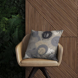 Warren Reed Designer Grey Black Abstract Moon And Sun Outdoor Cushion 45Cm X 45Cm - thumbnail 2