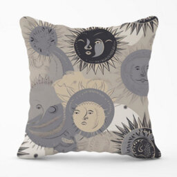 Warren Reed Designer Grey Black Abstract Moon And Sun Outdoor Cushion 45Cm X 45Cm - thumbnail 1