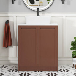Royal Bathrooms Royal Bathroom Elmore 700mm Terracotta Clay Freestanding Countertop Bathroom Vanity Unit 2 Door With Cube Basin - thumbnail 4