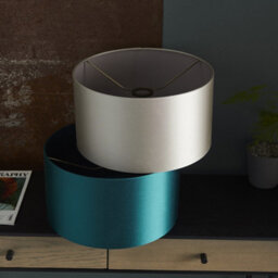 Luminosa Lighting Luminosa Folgarida Shade Teal Satin Fabric & Matt Antique Brass Plate - thumbnail 4