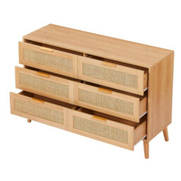 Rattan Chest Of 6 Drawers, Clothing Storage Cabinet - Natural - thumbnail 5
