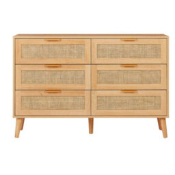 Rattan Chest Of 6 Drawers, Clothing Storage Cabinet - Natural - thumbnail 6