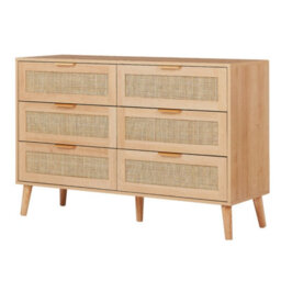 Rattan Chest Of 6 Drawers, Clothing Storage Cabinet - Natural - thumbnail 4