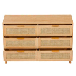 Rattan Chest Of 6 Drawers, Clothing Storage Cabinet - Natural - thumbnail 7