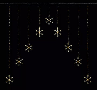 Premier Decorations Limited Christmas Curtain Lights 339 Led Snowflake Mains 1.2 X 1.2M Warm White - image 1