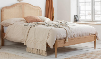 Save On Goods UK 6Ft Super King French Style,oak & Rattan Wood Wooden Bed Frame Bedstead - image 1