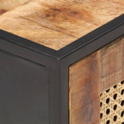 Berkfield Bedside Cabinet 40X30X50 Cm Rough Mango Wood And Natural Cane - thumbnail 6