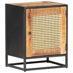 Berkfield Bedside Cabinet 40X30X50 Cm Rough Mango Wood And Natural Cane - thumbnail 9