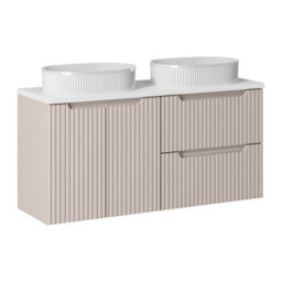 Heze Furniture Noca Wide Bathroom Cabinet 120Cm With Worktop Basins - Cashmere & White - thumbnail 2