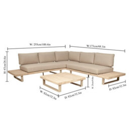 Dibor Glenwood Wooden Corner Garden Lounge Set Contemporary Outdoor Sofa With Cushions And Coffee Table - thumbnail 2