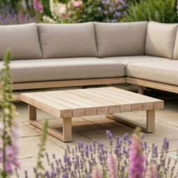 Dibor Glenwood Wooden Corner Garden Lounge Set Contemporary Outdoor Sofa With Cushions And Coffee Table - thumbnail 3