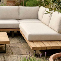 Dibor Glenwood Wooden Corner Garden Lounge Set Contemporary Outdoor Sofa With Cushions And Coffee Table - thumbnail 6