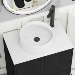 Royal Bathrooms Royal Bathroom Elmore 800mm Matt Nocturne Black Freestanding Bathroom Vanity Unit 2 Drawer Plain White Worktop With Round Basin - thumbnail 4