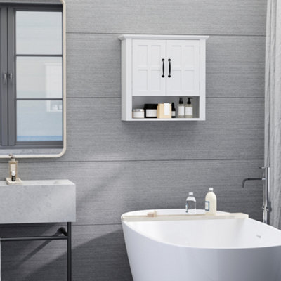 Homcom Bathroom Wall Cabinet, Medicine Cabinet W/ Adjustable Shelf, White - image 1