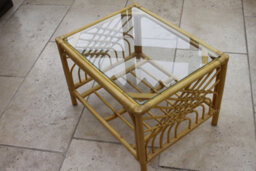Garden Market Place Gardenmarketplace Portofino Cane Coffee Table In A Natural Finish -Tempered Glass - thumbnail 2